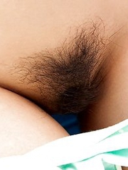 Brunette japan teen with hairy pussy Chihiro Aoi posing beside the swimming pool