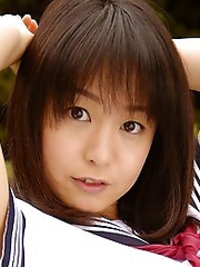 Sexy japan teen Nana Nanaumi in school uniform showing nice tits