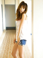 Aki Hoshino with big boobs sits with nasty ass up in air