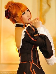 Saku is the most amazing blonde in epoque dress and room