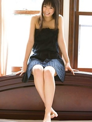 Rina Koike with sexy legs under black dress is romantic
